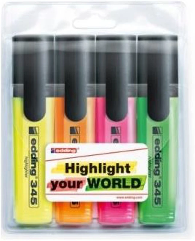 Textmarker Edding 345, varf 2-5 mm, 4 culori/set (ED345400)