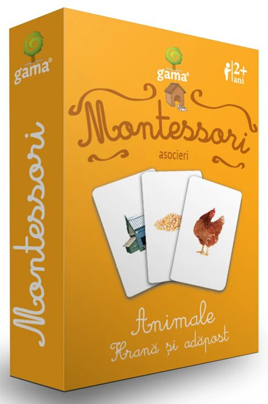 Carti de joc Montessori. Asocieri. Animale. Hrana si adapost