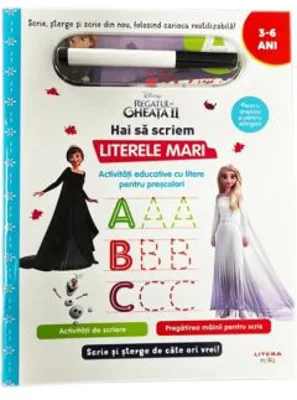 Disney. Regatul de gheata II. Scrie si sterge. Hai sa scriem literele mari