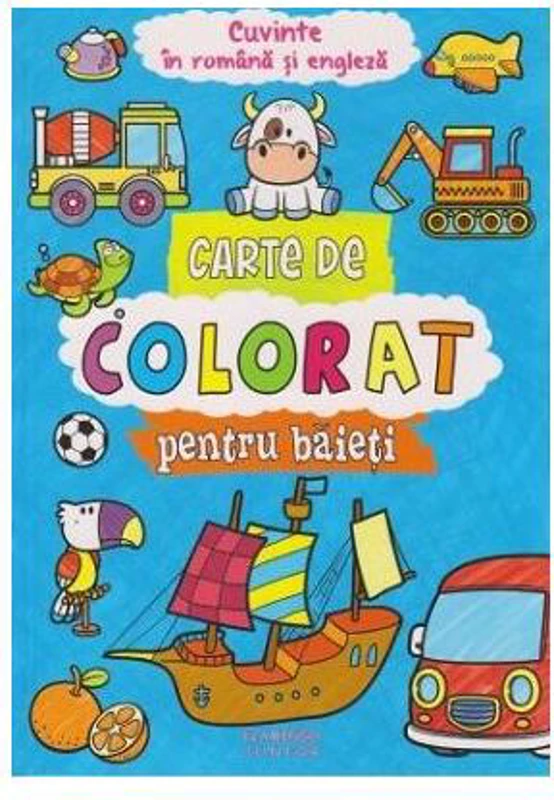 Carte de colorat pentru baieți. Cuvinte în română și engleză - Paperback - *** - Flamingo