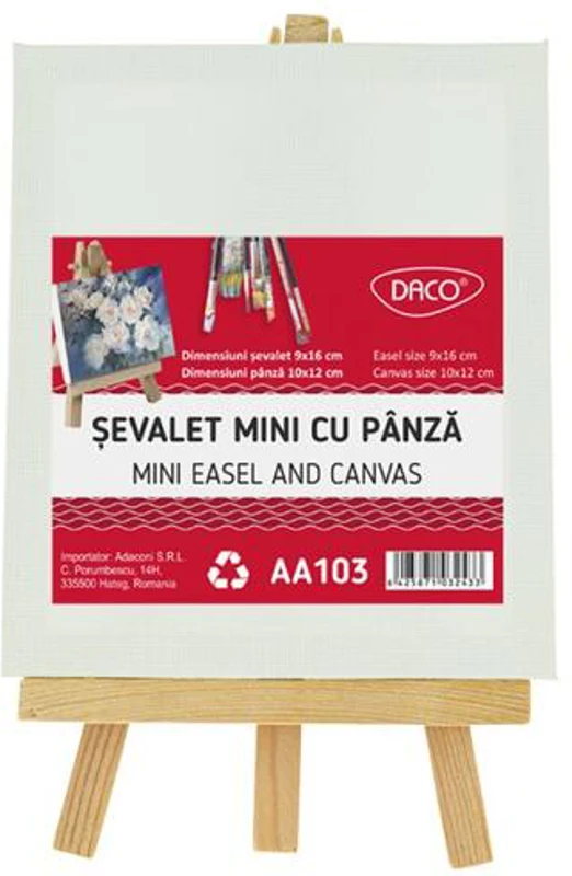 Mini Șevalet cu Pânză DACO, Șevalet 9x16 cm, Pânză 10x12 cm - ***