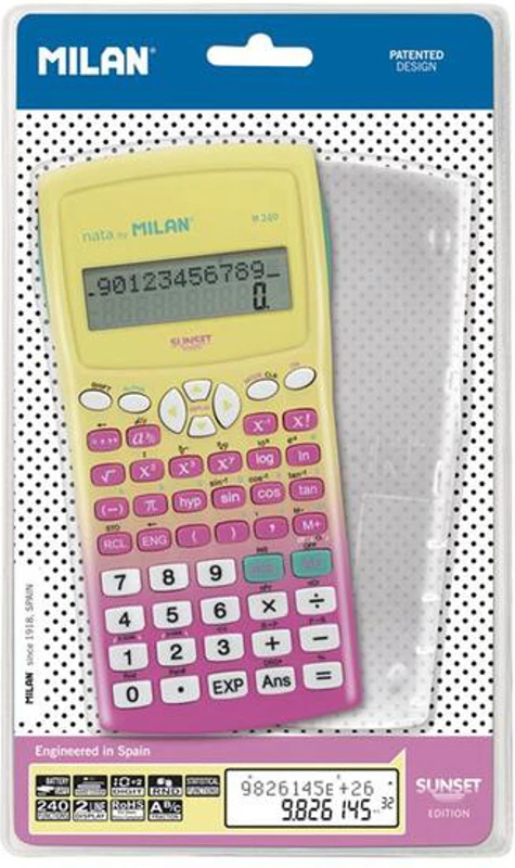 Calculator științific Milan Sunset M240, 10+2 cifre, roz - ***