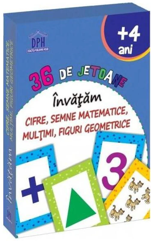 Învățăm cifre, semne matematice, mulțimi, figuri geometrice - 36 de jetoane - Hardcover - *** - Didactica Publishing House