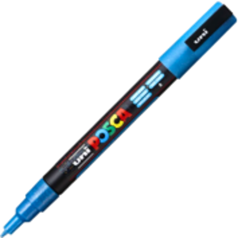 Marker UNI PC-3ML 0. 9-1. 3 mm, cu sclipici, albastru deschis, Posca