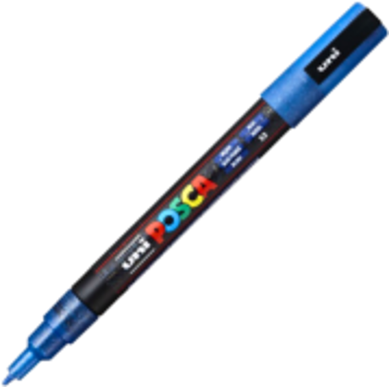 Marker UNI PC-3ML 0. 9-1. 3 mm, cu sclipici, albastru, Posca