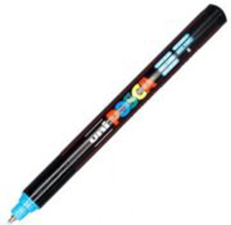 Marker UNI PC-1MR 0. 7 mm, varf metalic fin, albastru deschis, Posca