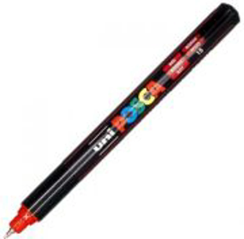 Marker UNI PC-1MR 0. 7 mm, varf metalic fin, rosu, Posca