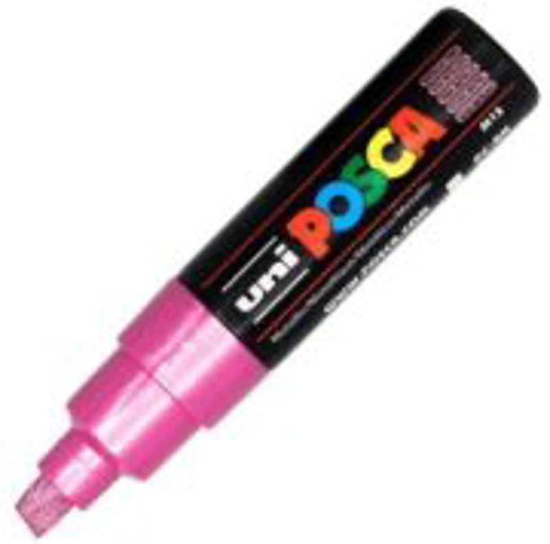 Marker UNI PC-8K 8. 0 mm, varf tesit, roz metalizat, Posca