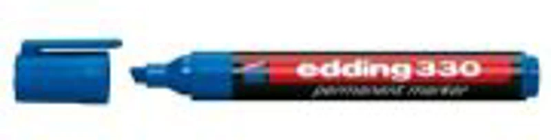 Marker permanent Edding 330, corp plastic, varf retezat, 1-5 mm, albastru
