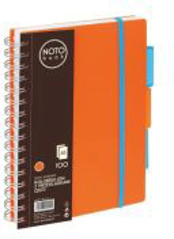 Caiet cu spira A5 Grand, 100 file, matematica, colturi rotunjite, coperta plastic, portocalie, 150-1410