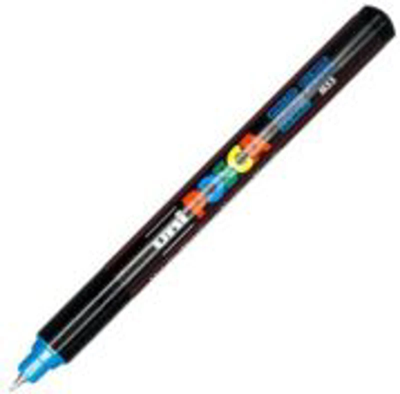 Marker UNI PC-1MR 0. 7 mm, varf metalic fin, albastru metalizat, Posca