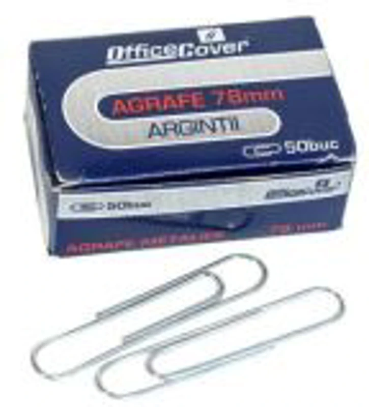 Agrafe birou Office Cover, metalice, 78mm, argintii, cutie 50 buc