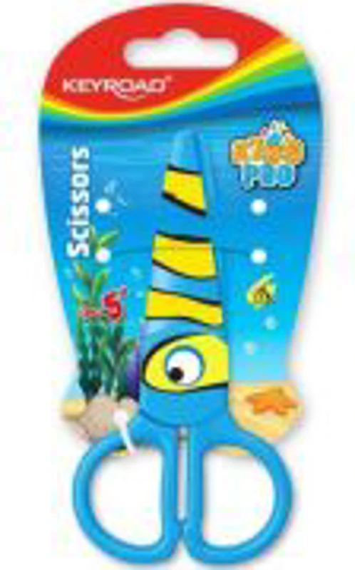 Foarfeca Keyroad Kids Pro KR971403, 13. 0cm, plastic, prescolari, peste albastru, blister