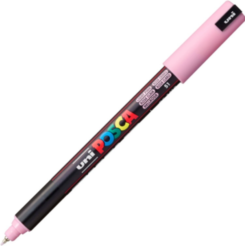 Marker UNI PC-1MR 0. 7 mm, varf metalic fin, roz deschis, Posca
