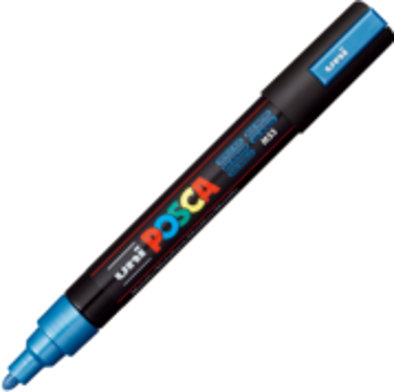 Marker UNI PC-5M 1. 8-2. 5 mm, albastru metalizat, Posca