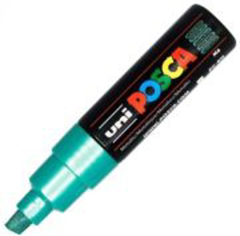 Marker UNI PC-8K 8. 0 mm, varf tesit, verde metalizat, Posca