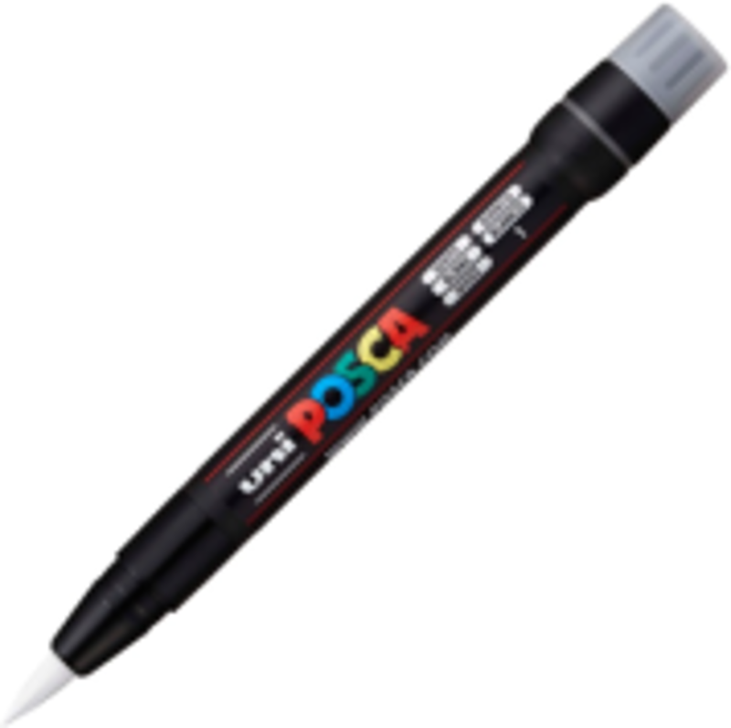 Marker pensula UNI Brush PCF-350, K, alb, Posca
