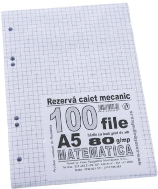 Rezerva de caiet mecanic A5 de matematica, Casa Tipografica