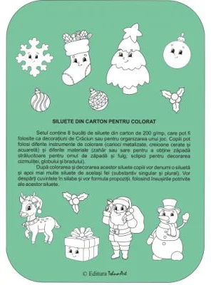 Siluete din carton pentru colorat. Iarna