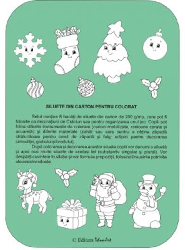Siluete din carton pentru colorat. Iarna