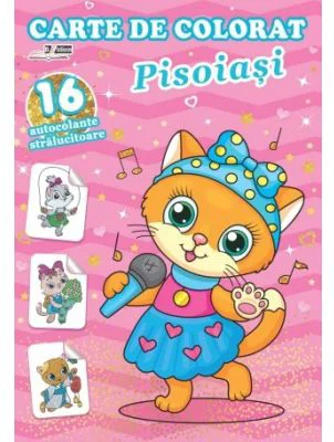 Pisoiasi. Carte de colorat cu 16 autocolante stralucitoare