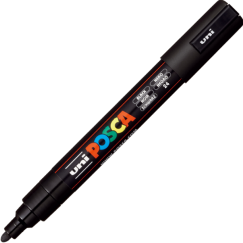 Marker UNI PC-5M 1. 8-2. 5 mm, negru, Posca