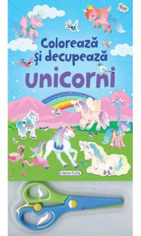 Coloreaza si decupeaza unicorni (albastru)