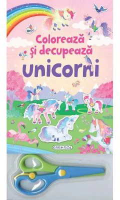 Coloreaza si decupeaza unicorni (roz)
