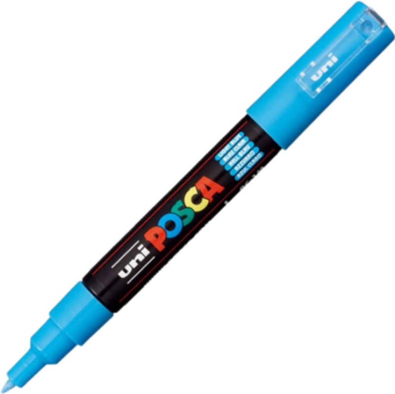 Marker UNI PC-1M 0. 7 mm, albastru deschis, Posca