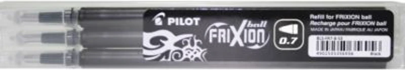 Rezerva roller Pilot Frixion BLS-FR7-B-S3, plastic, 0. 7mm Fine, negru, set 3 buc