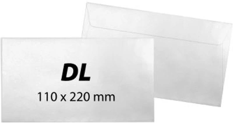 Plic DL, 110 x 220 mm, alb, banda silicon, 80 g/mp, 25 bucati/set