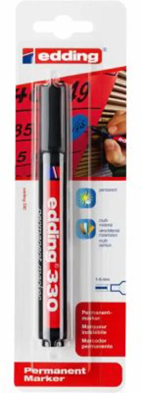 Marker Edding 300, permanent, varf retezat 1-5 mm, negru, in blister