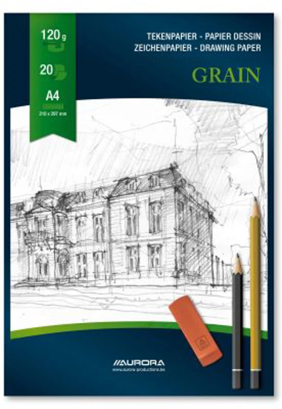 Bloc desen A4, 20 file - 120gsm, AURORA Grain- hartie alba