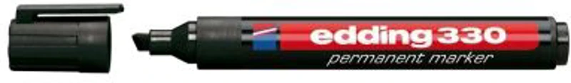 Marker permanent Edding 330, corp plastic, varf retezat, 1-5 mm, negru