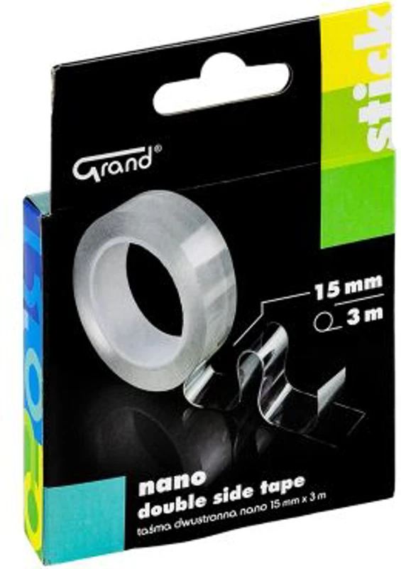 Banda dublu adeziva siliconica nano Grand 130-1955, 15mm x 3m, transparent, blister