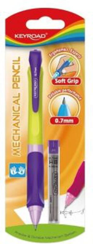 Creion mecanic Keyroad KR971506, 0. 7mm, grip ergonomic, corp plastic diverse culori, blister (+1 set mine)