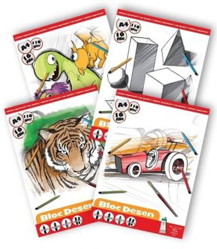 Bloc de desen A4 Pigna, Coli nelipite, 16 file, 110g/mp