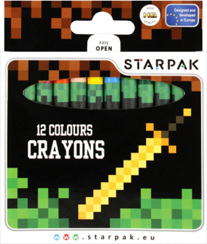 Creioane cerate Starpak Pixel Game 484792, 12 culori, blister carton