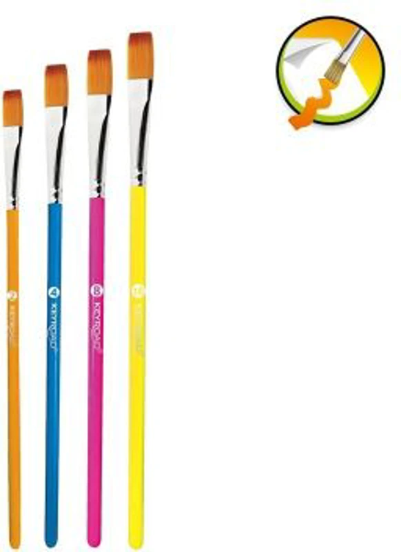 Pensula Keyroad Artist Brushes KR972033, varf lat, nr. 2, 4, 8, 10, blister 4 buc