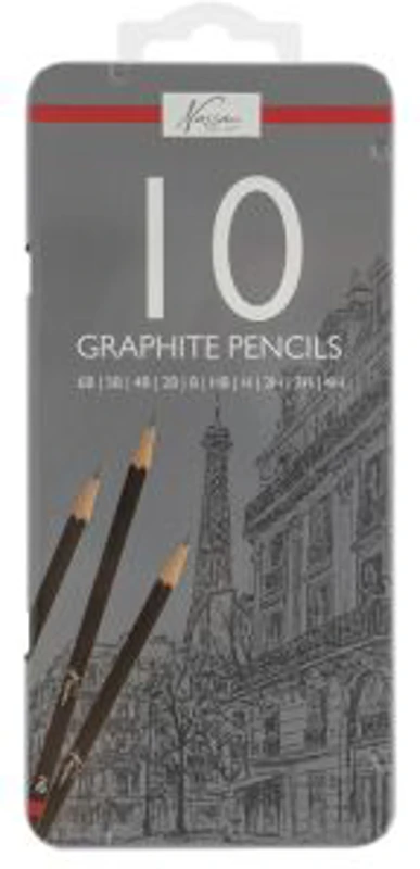 Set creioane grafit, Creative Craft, 10 bucati, duritati diferite