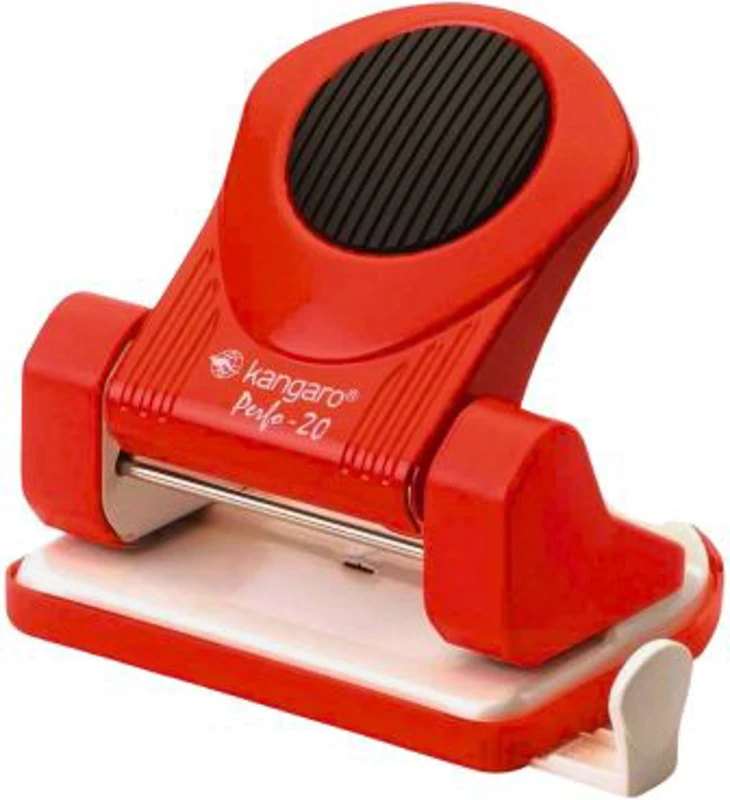 Perforator Kangaro Perfo-20, 20 coli, metalic, rosu