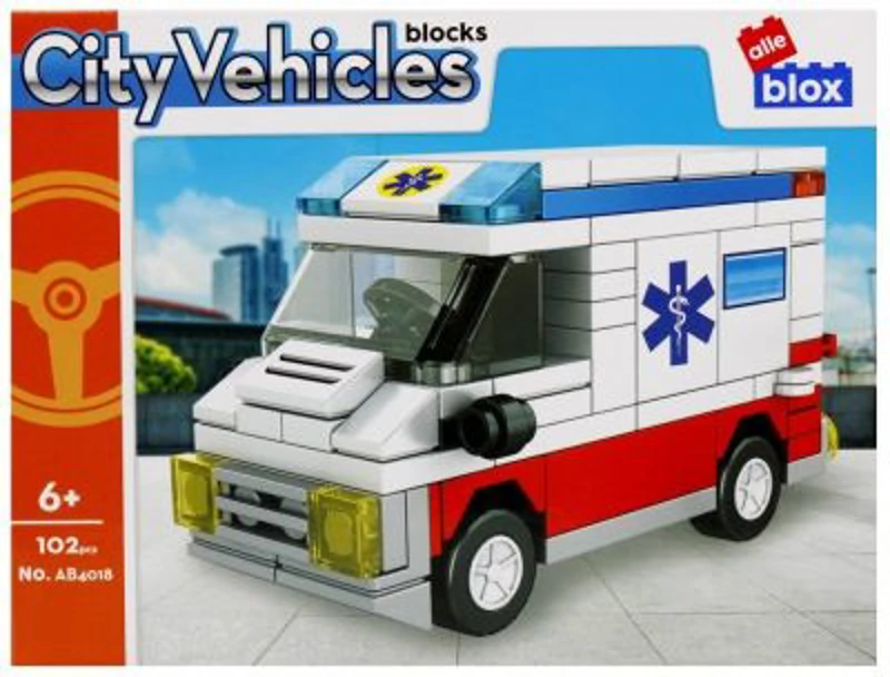 Set de constructie Alleblox City Vehicles - ambulanta - AB4018 / 492751, 102 piese, 6+