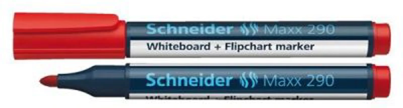 Marker SCHNEIDER Maxx 290, pentru tabla de scris+flipchart, varf rotund 2-3mm - rosu