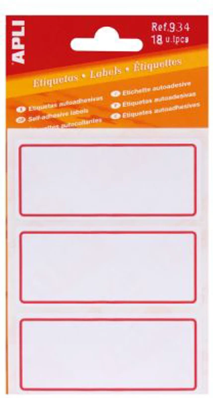 Etichete scolare, Apli, autoadezive, 6 coli, 18 etichete, dimensiune 34x78mm