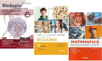 Pachet Bacalaureat 2026. Limba si literatura romana Ghid complet cu 72 teste, Matematica M2 Tehnologic si Biologia pe intelesul tuturor Clasele 11-12