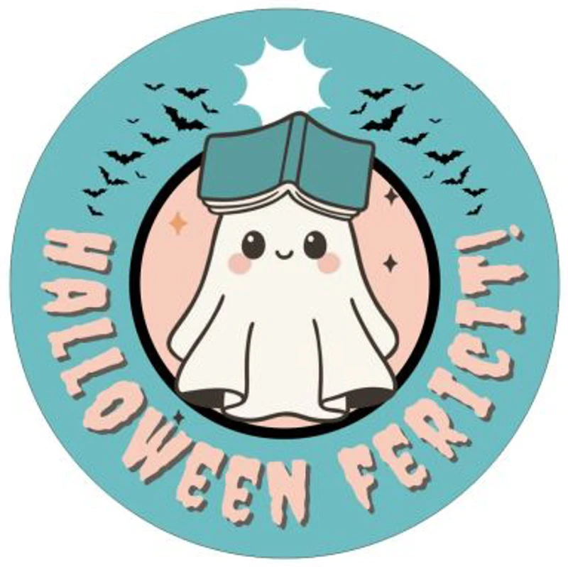 Insigna rotunda albastra Halloween fericit!
