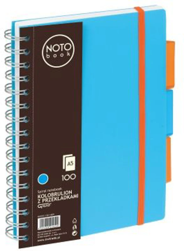 Caiet cu spira A5 Grand, 100 file, matematica, colturi rotunjite, coperta plastic, albastra, 150-1409