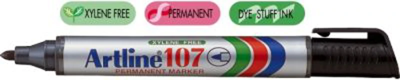 Permanent marker ARTLINE 107, corp plastic, varf rotund 1.5mm - negru
