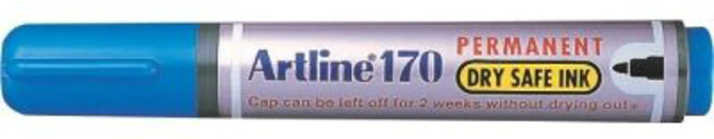 Permanent marker ARTLINE 170 - Dry safe ink, corp plastic, varf rotund 2.0mm - albastru