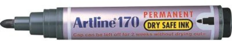 Permanent marker ARTLINE 170 - Dry safe ink, corp plastic, varf rotund 2.0mm - negru